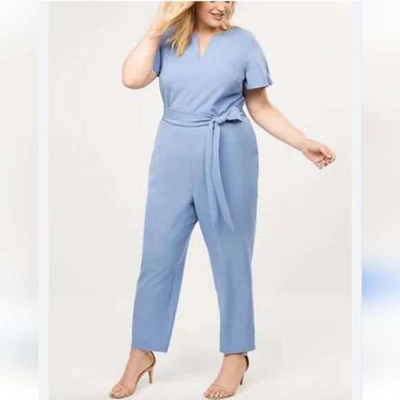 Lane Bryant Pants - Lane Bryant, New, Lena Periwinkle Flutter Sleeve Belted Jumpsuit, Size 18
